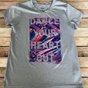 Reebok Girls Dance Your Heart Out Top Size 16 Graphic Tee Short Sleeve Polyester